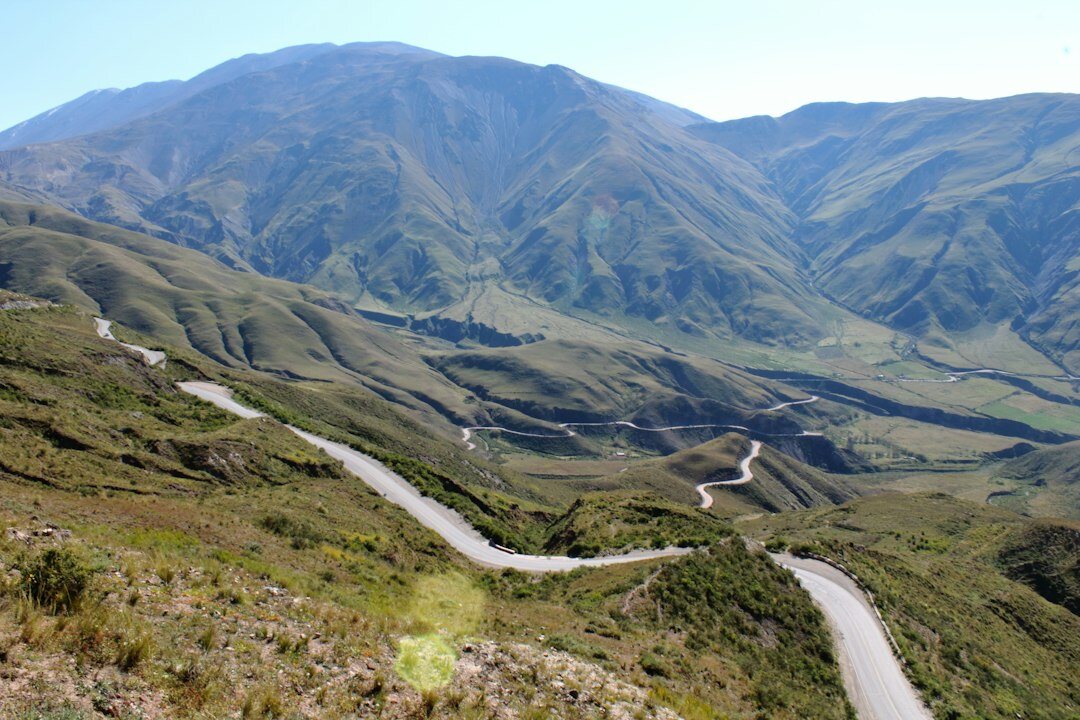 SUV driving through Argentine mountain road