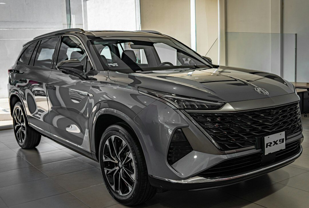 Side profile view of a premium grey SUV